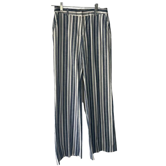 Michael Kors Women's Size 2 Blue White‎ Striped Flair Leg Pants - Picture 1 of 11